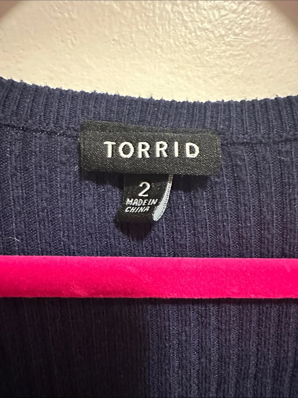 torrid Navy Ribbed Open-Front Crop Cardigan - Picture 2 of 3